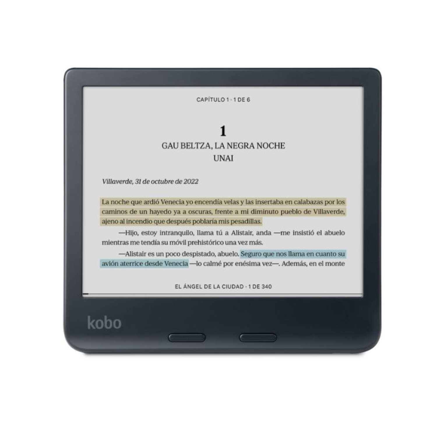 Lector E Reader Kobo Libra Colour Negro Con Funda Beige-3