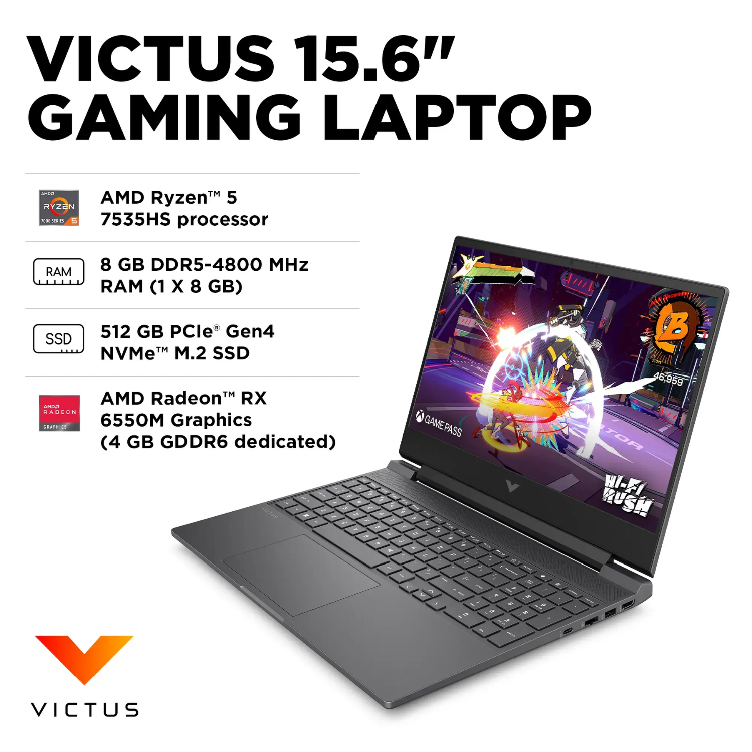 Notebook Gamer HP Victus 15.6" Full HD AMD Ryzen 5 - 512 GB - Gris-6