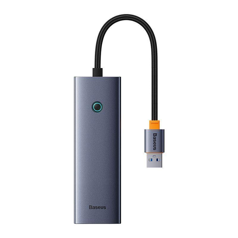Adaptador HUB 4 en 1 USB a 3 puertos USB 3.0 + Ethernet RJ45 - Baseus UltraJoy Series - Gris espacia-3
