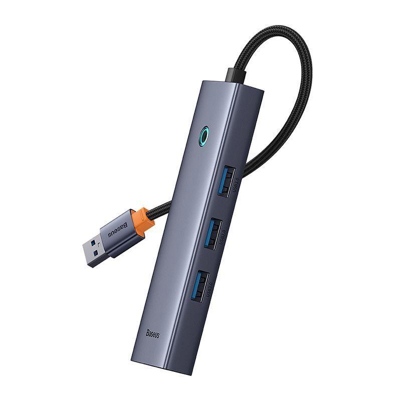 Adaptador HUB 4 en 1 USB a 3 puertos USB 3.0 + Ethernet RJ45 - Baseus UltraJoy Series - Gris espacia-5