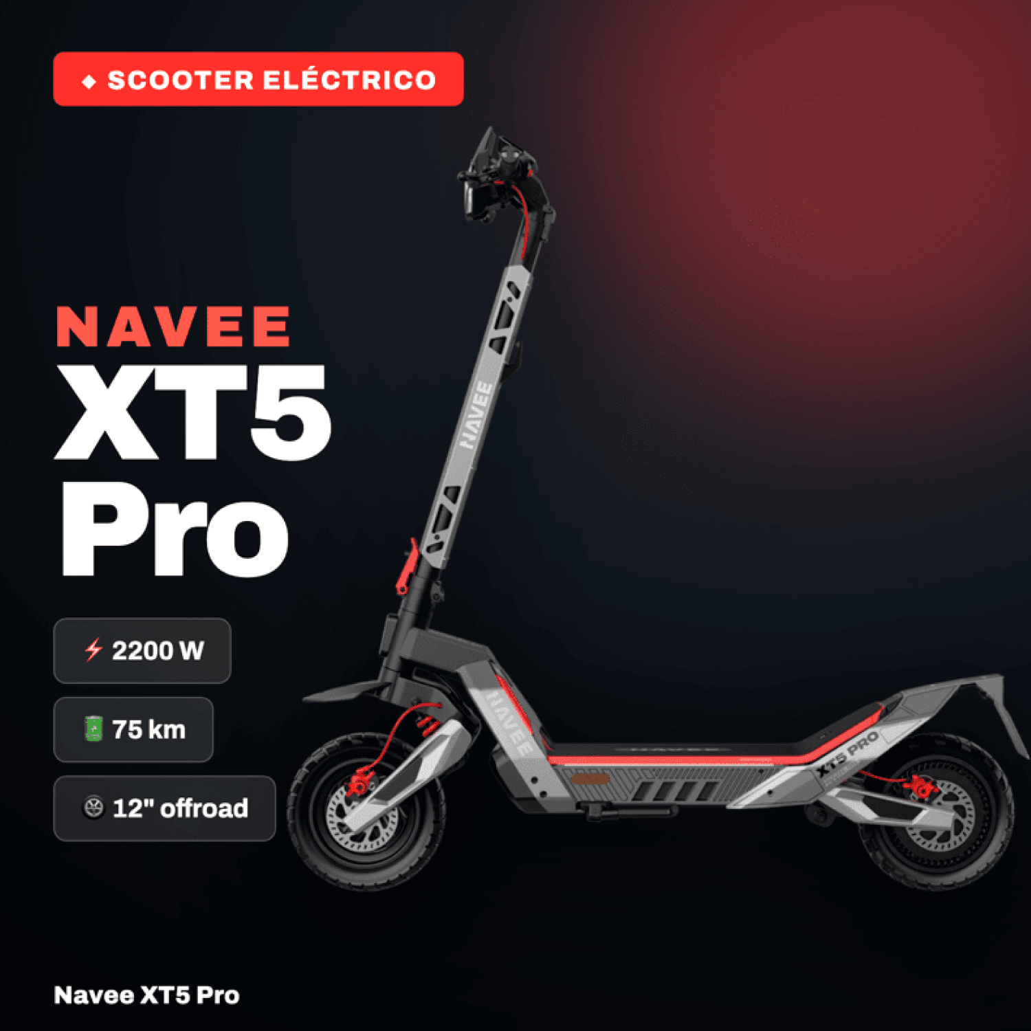 Scooter Eléctrico XT5 Pro 2200W Autonomía 75km Máx 50km/h Plegable-3