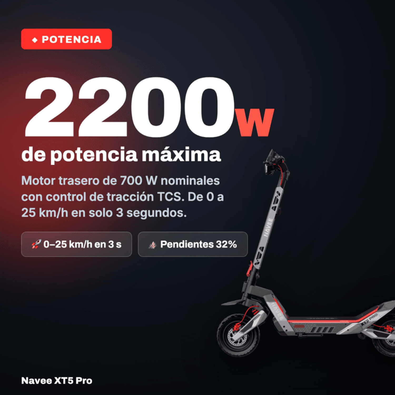 Scooter Eléctrico XT5 Pro 2200W Autonomía 75km Máx 50km/h Plegable-5