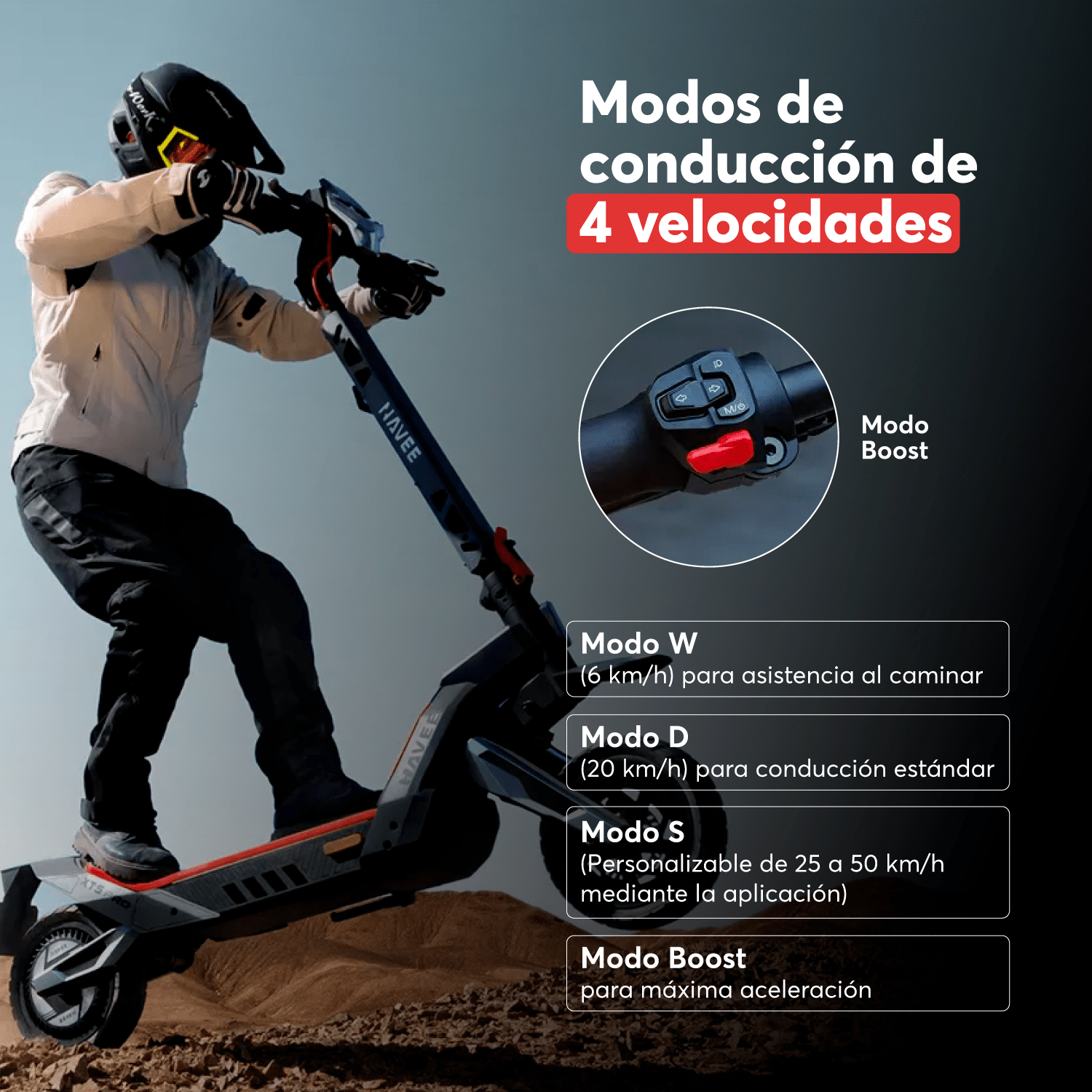 Scooter Eléctrico XT5 Pro 2200W Autonomía 75km Máx 50km/h Plegable-9