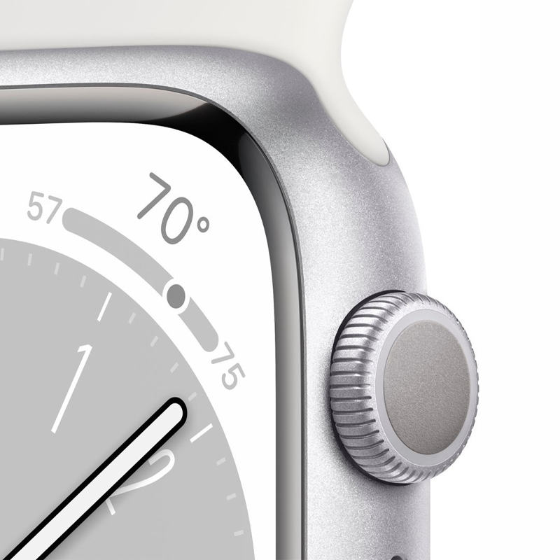 Apple Watch Serie 8 (GPS) Caja Silver aluminio 45mm con correa sport Blanco M/L-2