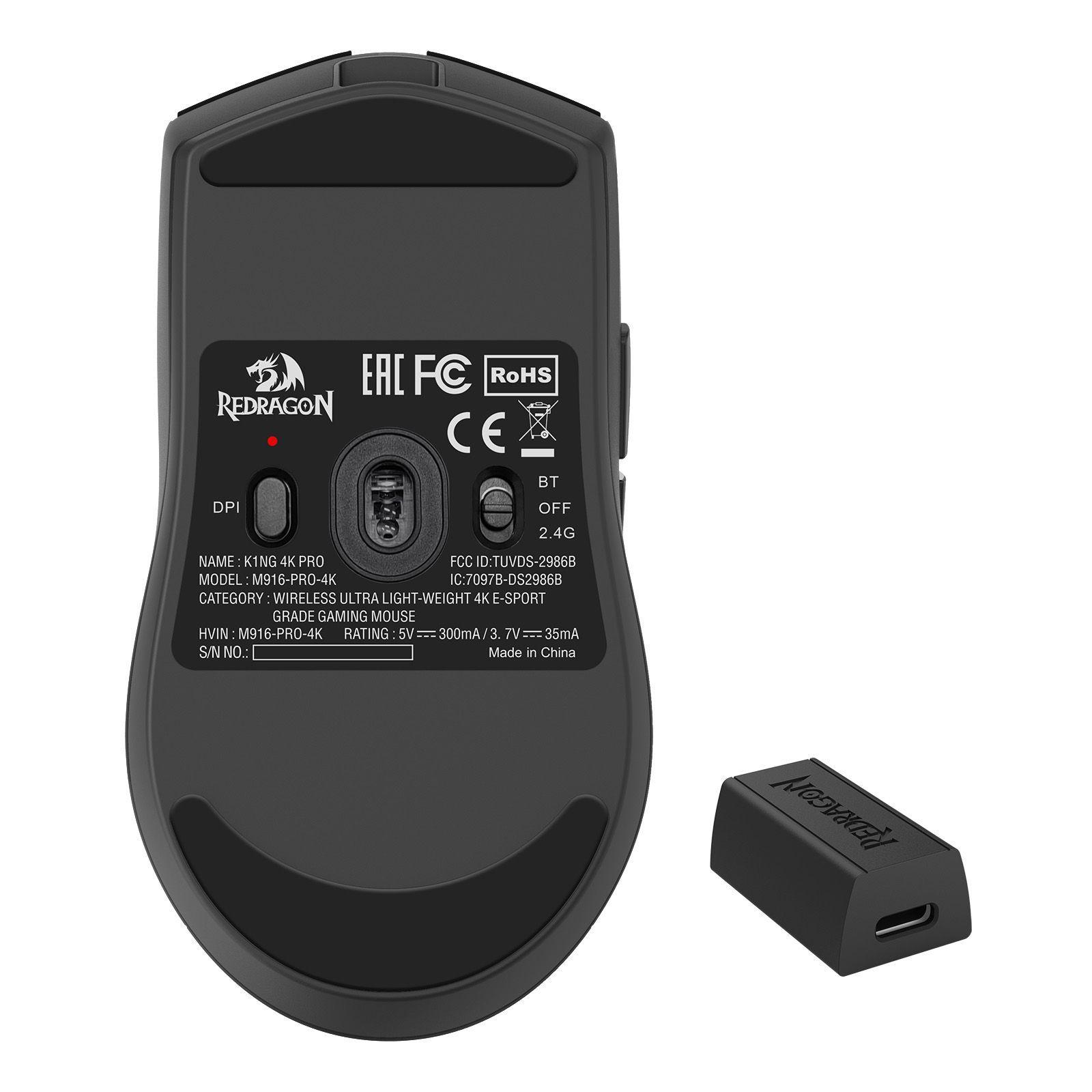 Mouse Gamer Redragon King Pro M916 4K Hz Negro-2