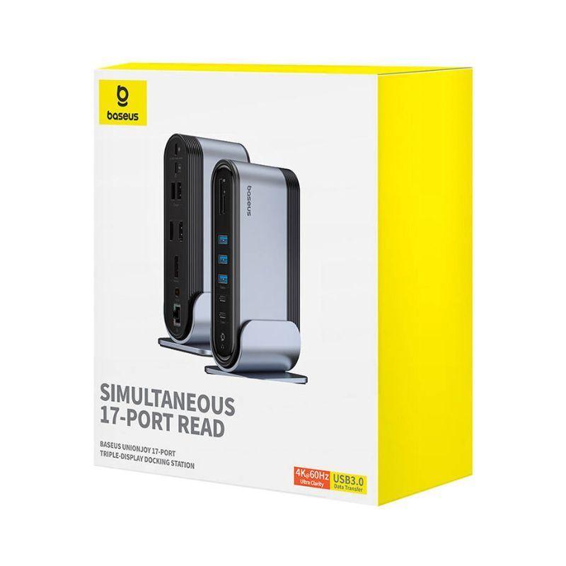 Adaptador HUB 17 en 1 Tipo C: HDMI x2, DP4K, USB 3.0 x3, USB 2.0 x2, RJ45, USB-C x2, SD - Baseus-6