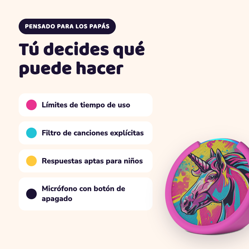 Parlante Inteligente Amazon Echo Pop Kids con Alexa Unicornio para Ni os-3