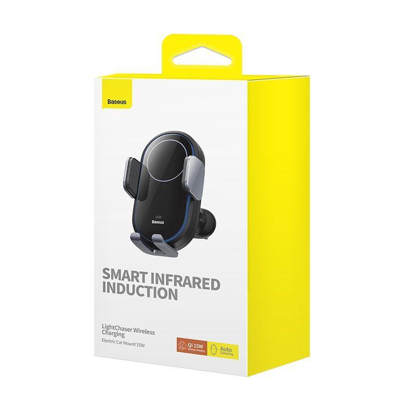 Soporte para auto con cargador inductivo 15W Baseus LightChaser - Negro-5