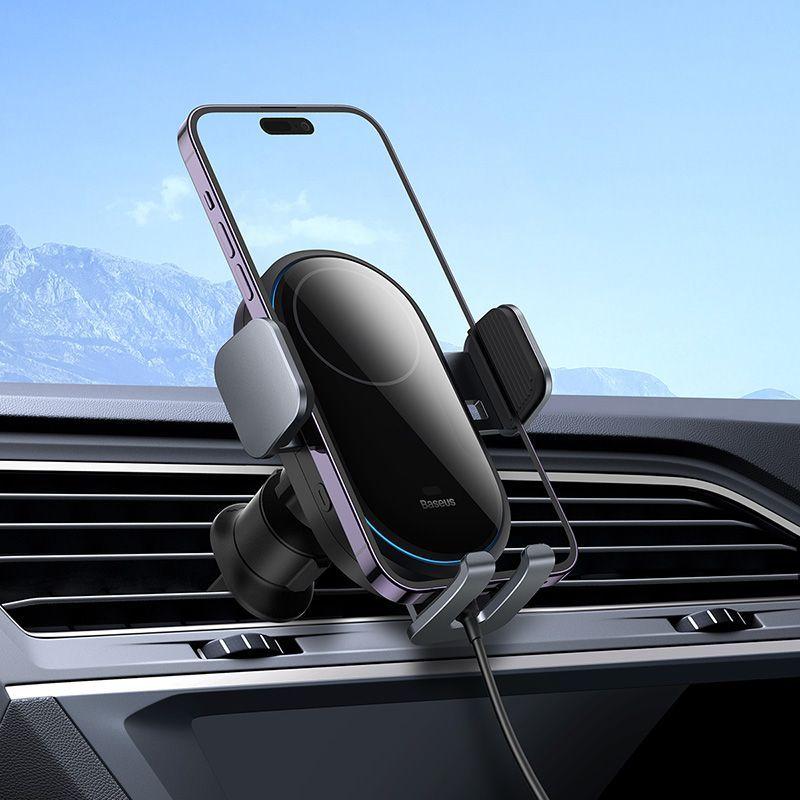 Soporte para auto con cargador inductivo 15W Baseus LightChaser - Negro-6