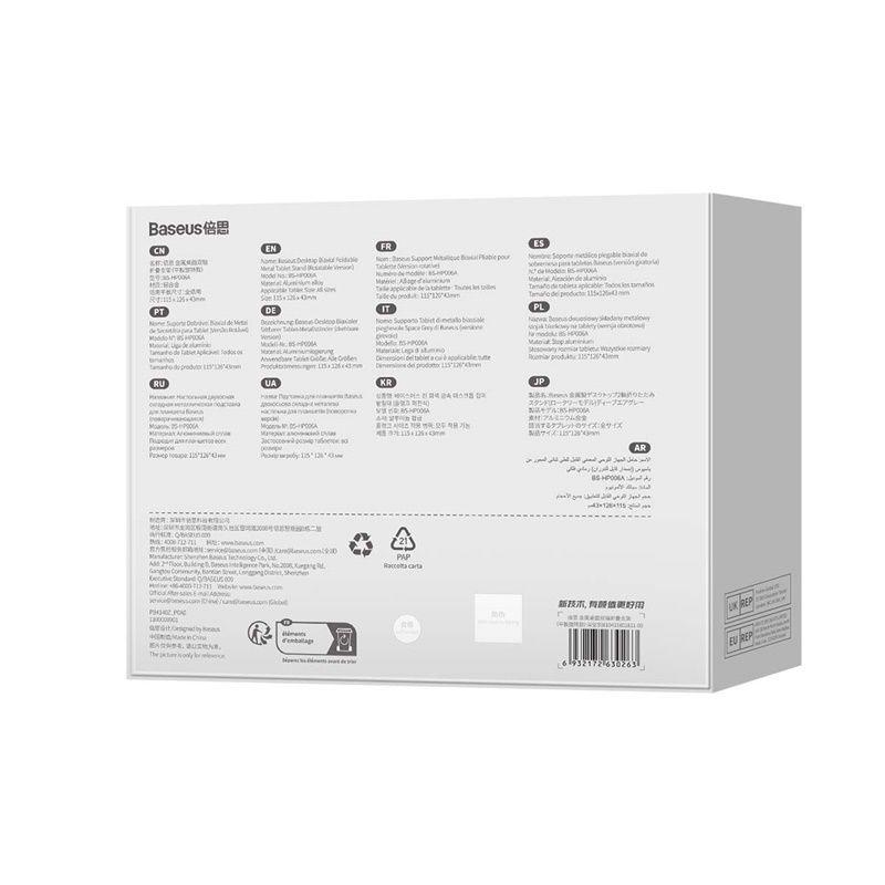 Soporte Baseus Metálico Biaxial Plegable de Escritorio para Tablets/iPad - Gris-6