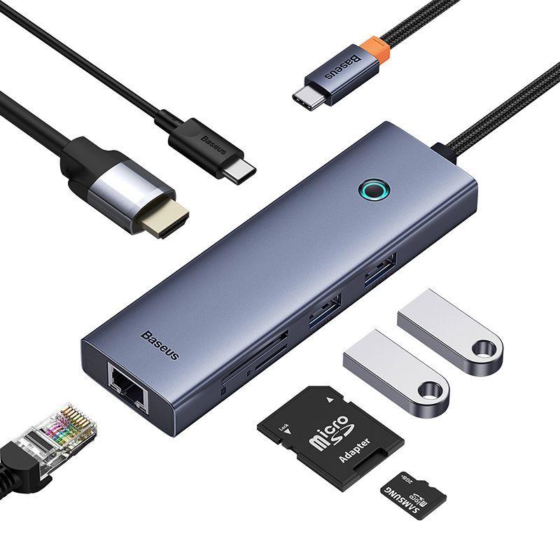 Adaptador HUB 7 en 1 USB-C: HDMI, USB 3.0 x2, Ethernet, USB-C, SD - Baseus-5