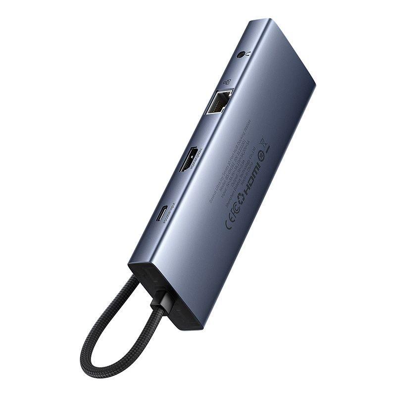 Adaptador HUB 10 en 1 USB-C a HDMI, USB 3.0, VGA, Ethernet, PD, SD, 3.5mm - Baseus - Gris-1