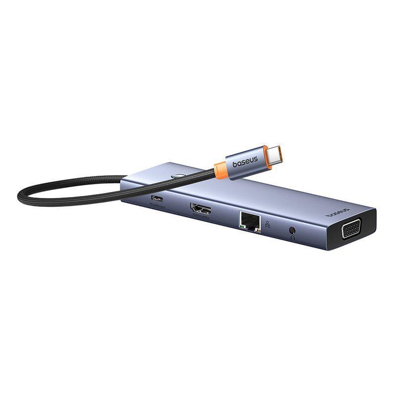 Adaptador HUB 10 en 1 USB-C a HDMI, USB 3.0, VGA, Ethernet, PD, SD, 3.5mm - Baseus - Gris-5