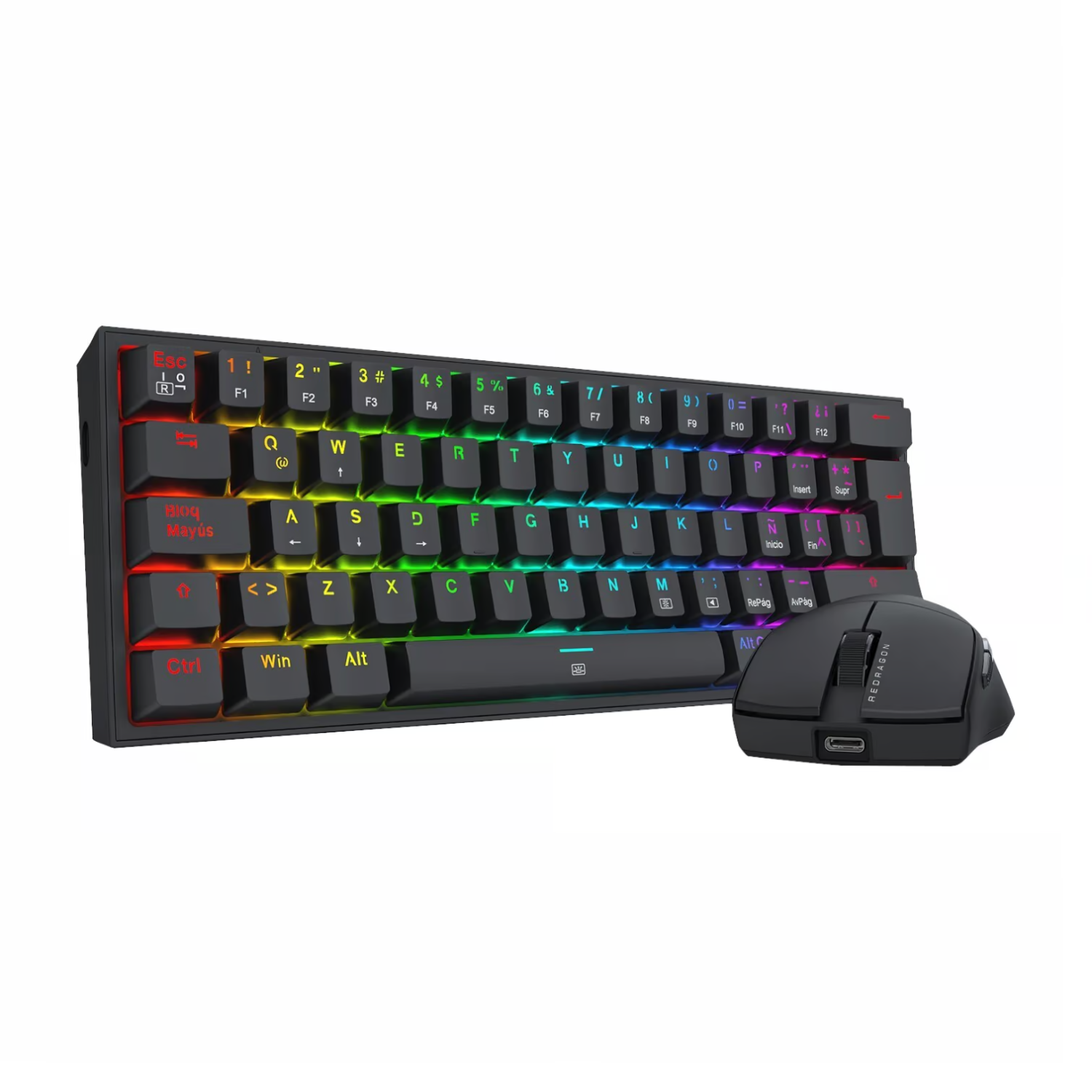 Pack Gamer Redragon S143: Teclado K617 RGB y Mouse King M724 Negro-4