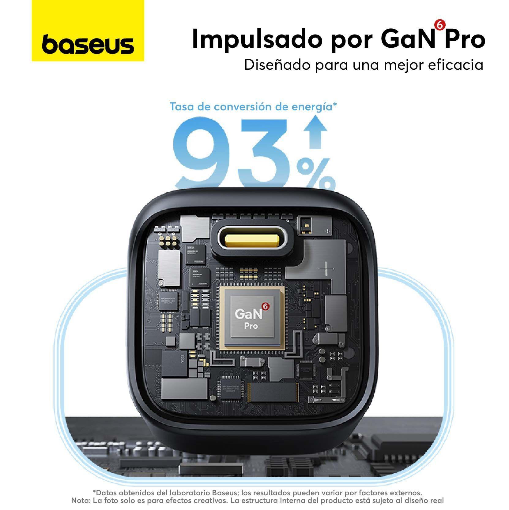 Cargador Rápido Baseus PicoGo GaN6 USB C 45W Negro-3