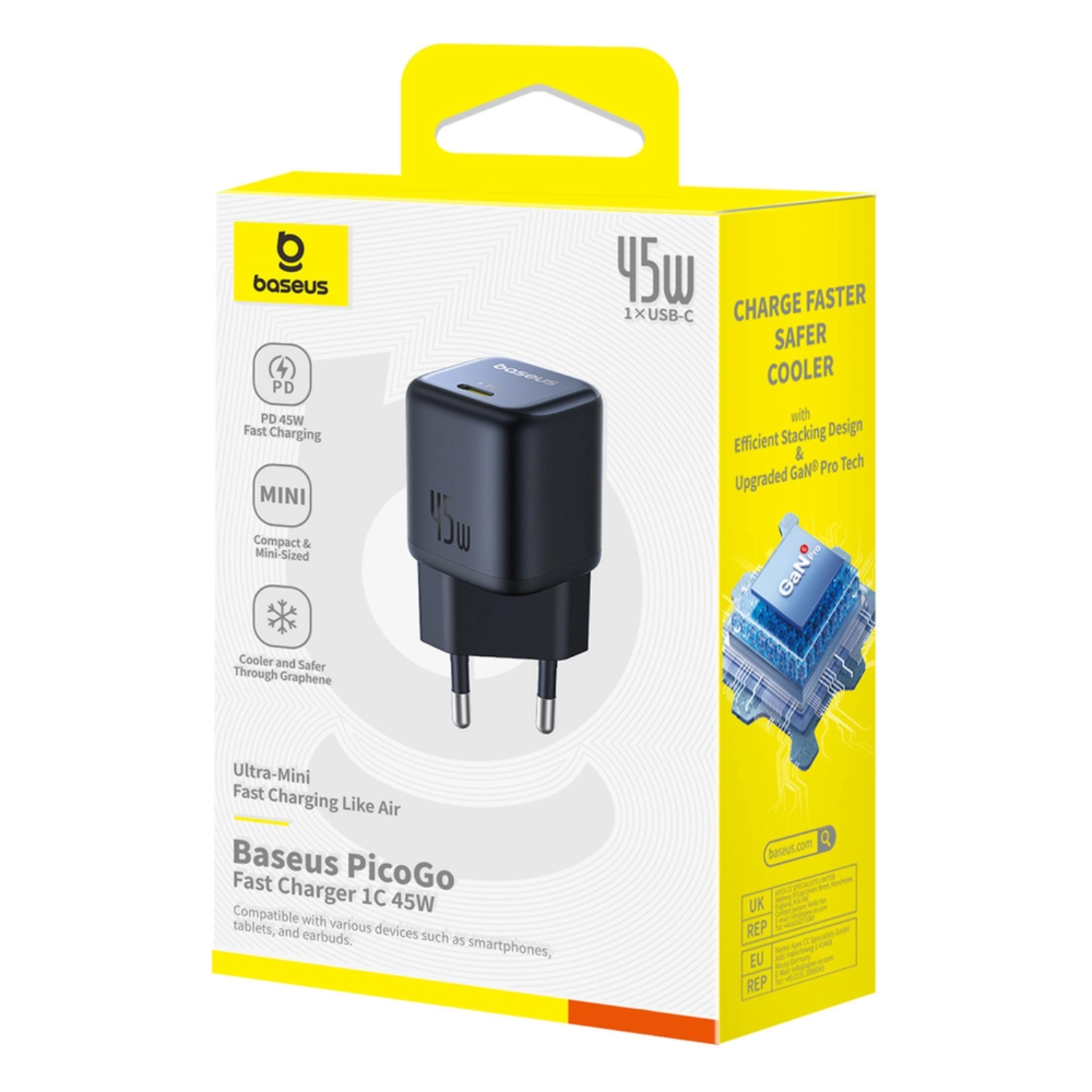 Cargador Rápido Baseus PicoGo GaN6 USB C 45W Negro-6