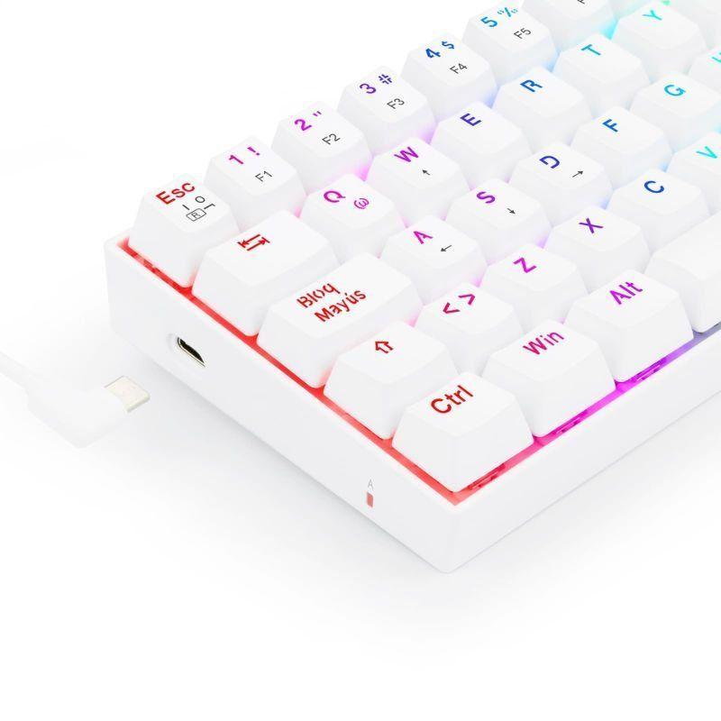 Teclado Mecánico Gamer Redragon Dragonborn K630W RGB Switch Brown - Compacto 60% -  Blanco - Español-5