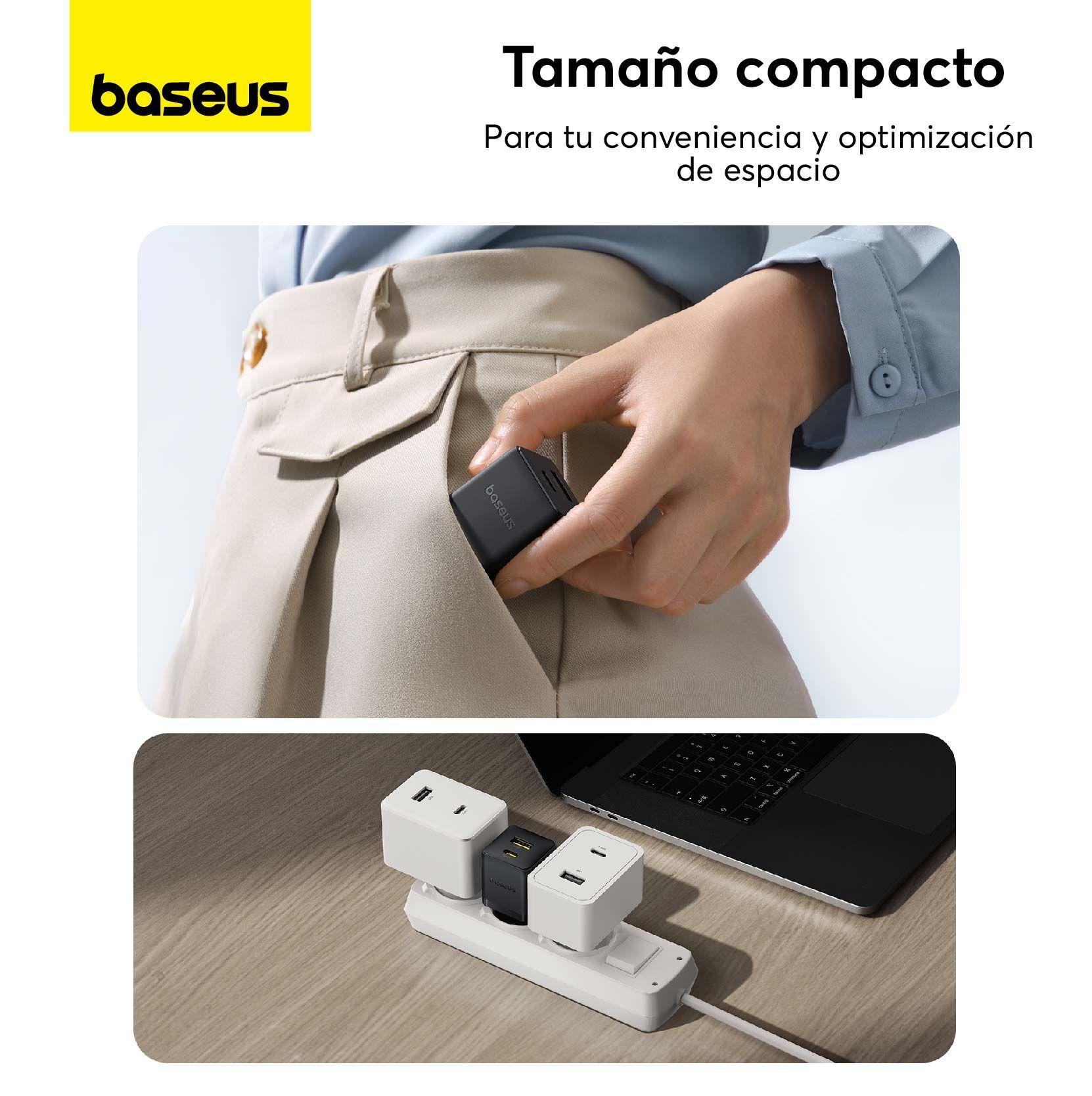 Cargador Rápido Baseus Palm Cluster USB y Tipo C 20W + Cable Tipo C a Tipo C Negro-4