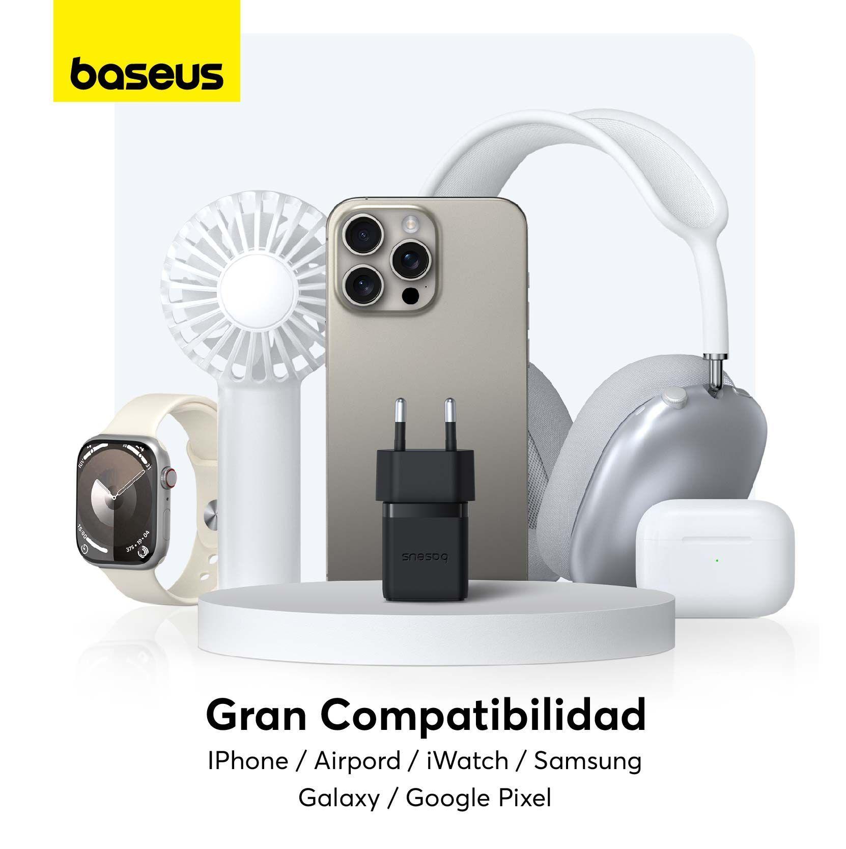 Cargador Rápido Baseus Palm Cluster USB y Tipo C 20W + Cable Tipo C a Tipo C Negro-5