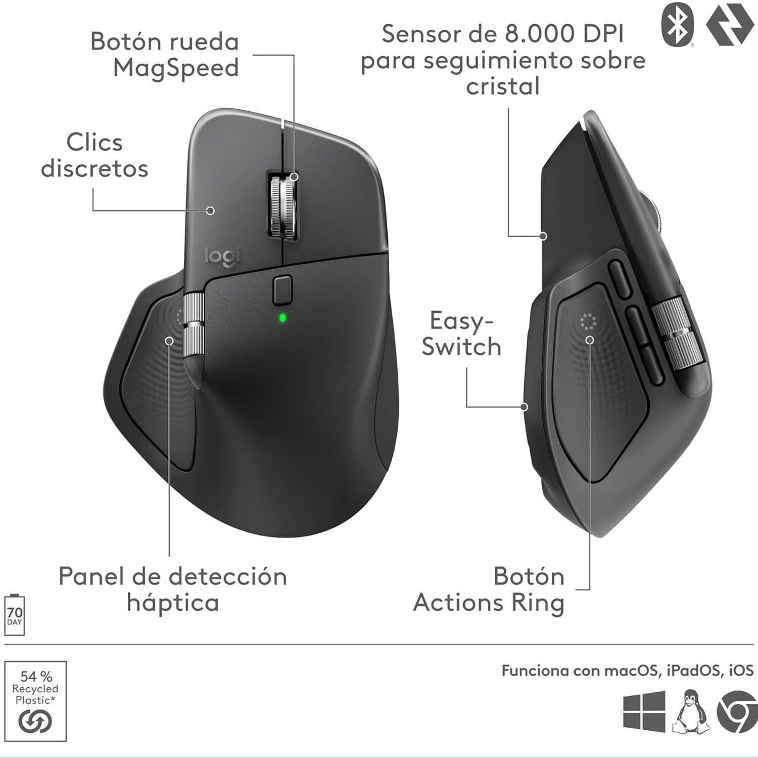 Mouse inalámbrico Bluetooth Logitech MX Master 4-9