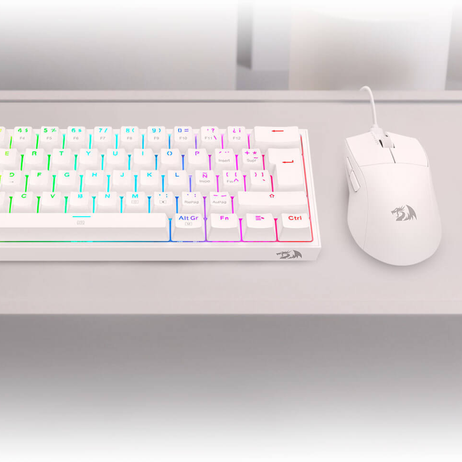 Pack Teclado K617 RGB y Mouse King M724 Redragon S143 Blanco-2
