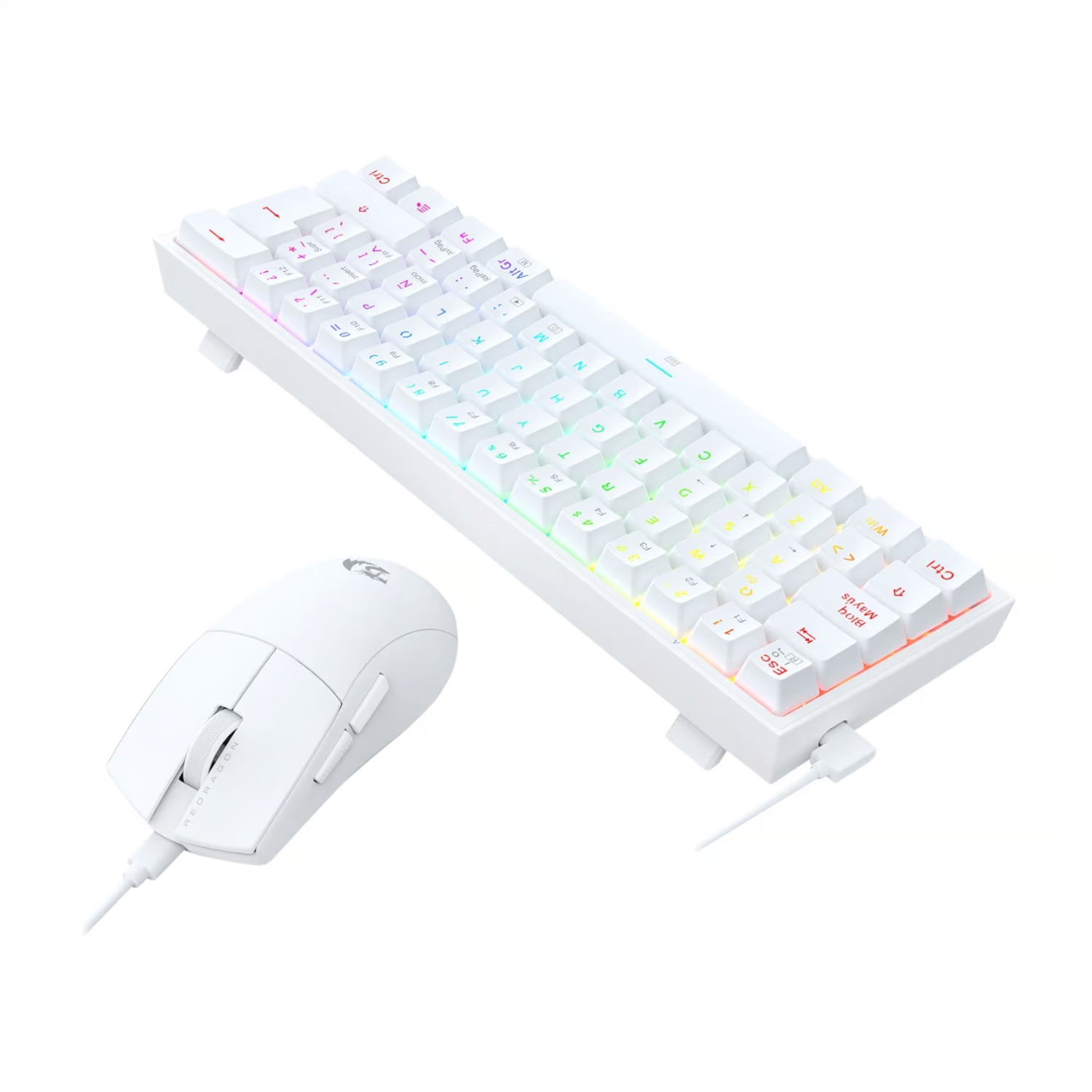 Pack Teclado K617 RGB y Mouse King M724 Redragon S143 Blanco-4