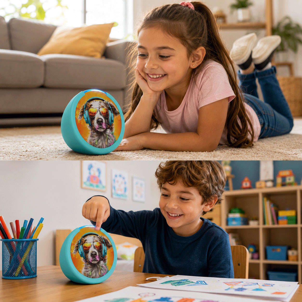 Parlante Inteligente Amazon Echo Pop Kids con Alexa Anthro Pup para Ni os-3