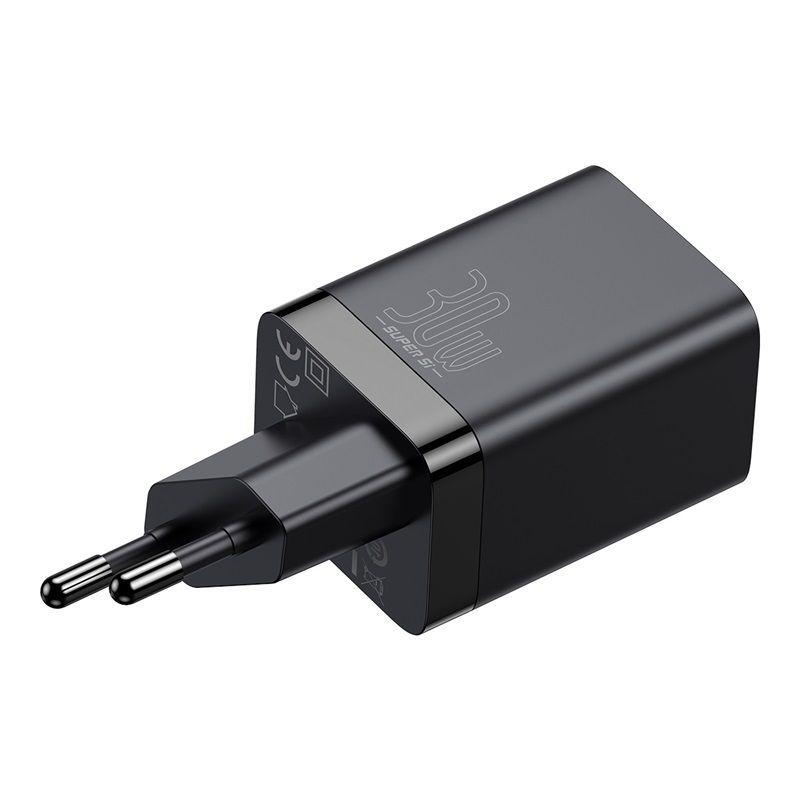 Cargador Rápido Baseus Dual USB y USB-C - 30W - Negro-2