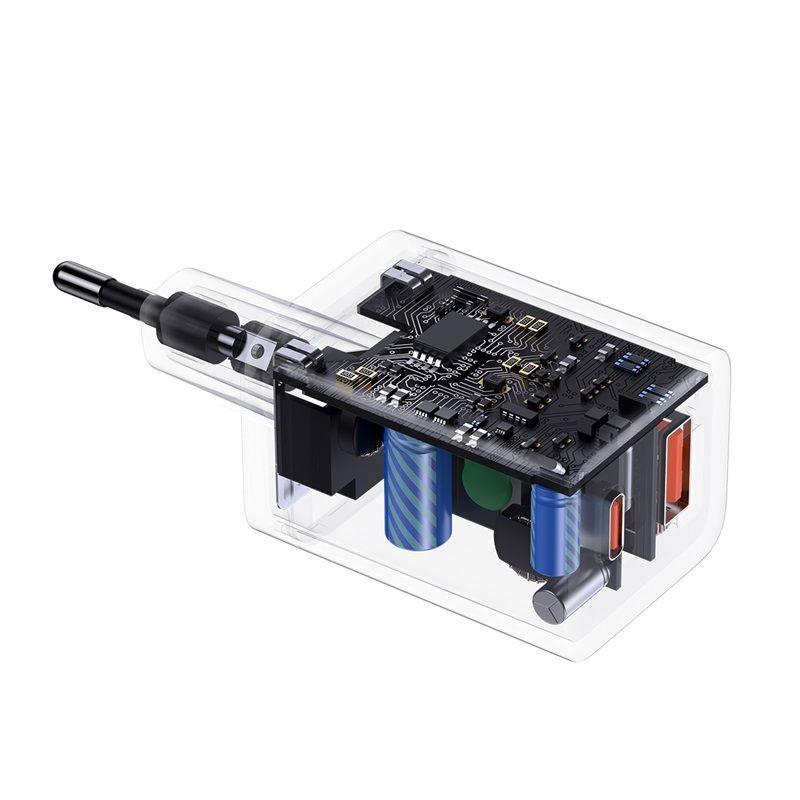 Cargador Rápido Baseus Dual USB y USB-C - 30W - Negro-4
