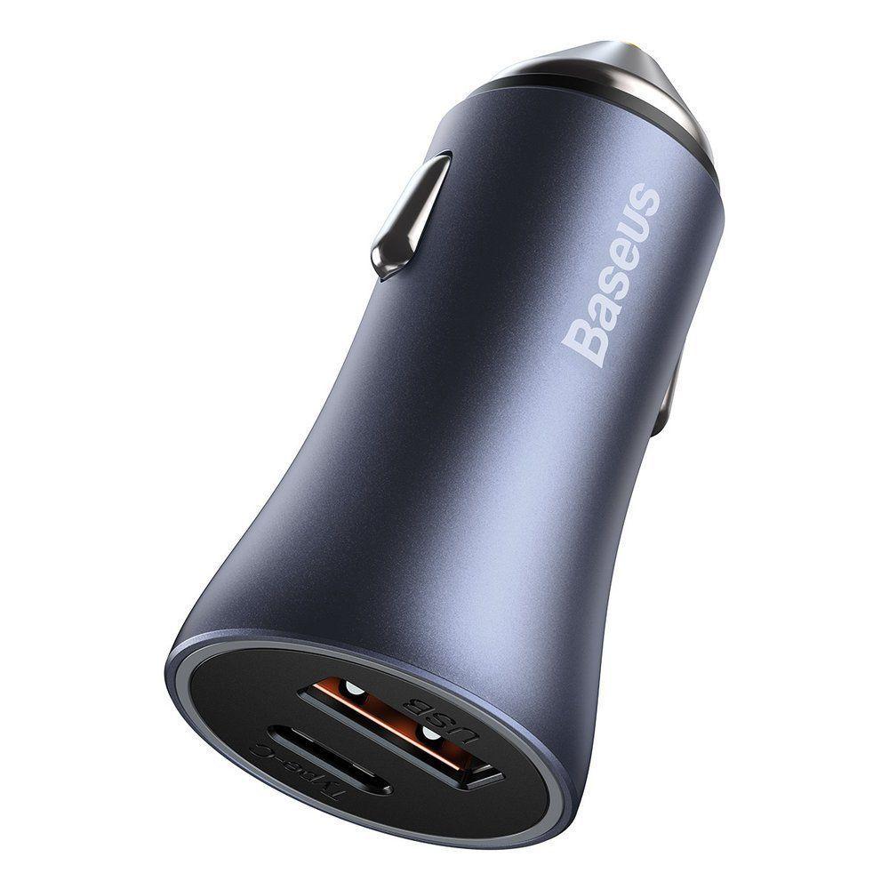 Cargador Rápido para Auto - Baseus Dual USB + USB-C 40W con Cable Tipo C 1M - Gris-4
