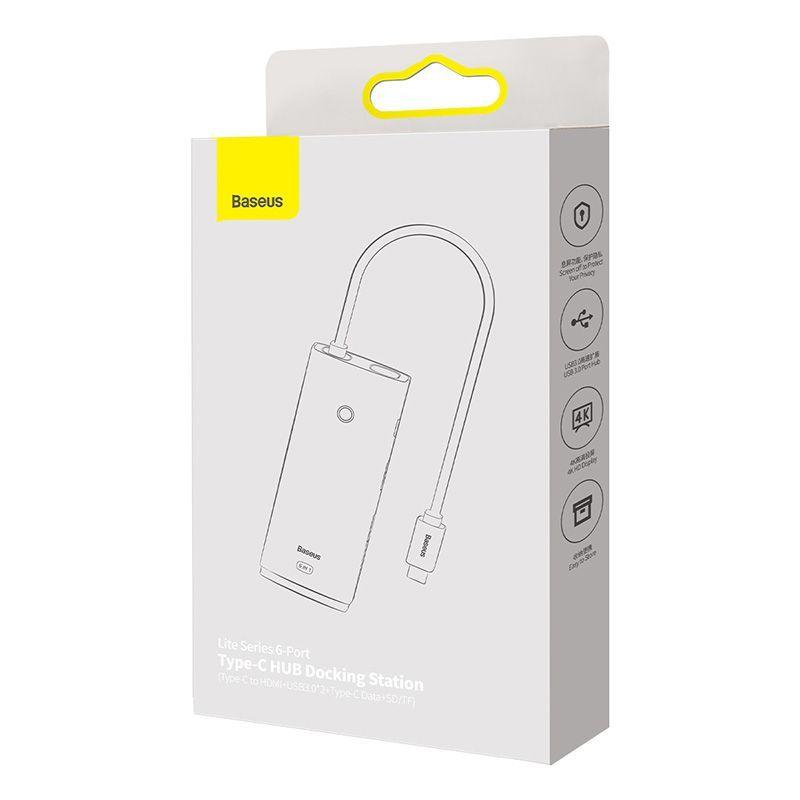Adaptador HUB 6 en 1 Tipo-C a HDMI + USB 3.0 x 2 + Tipo-C + SD/TF - Baseus Lite Series-6