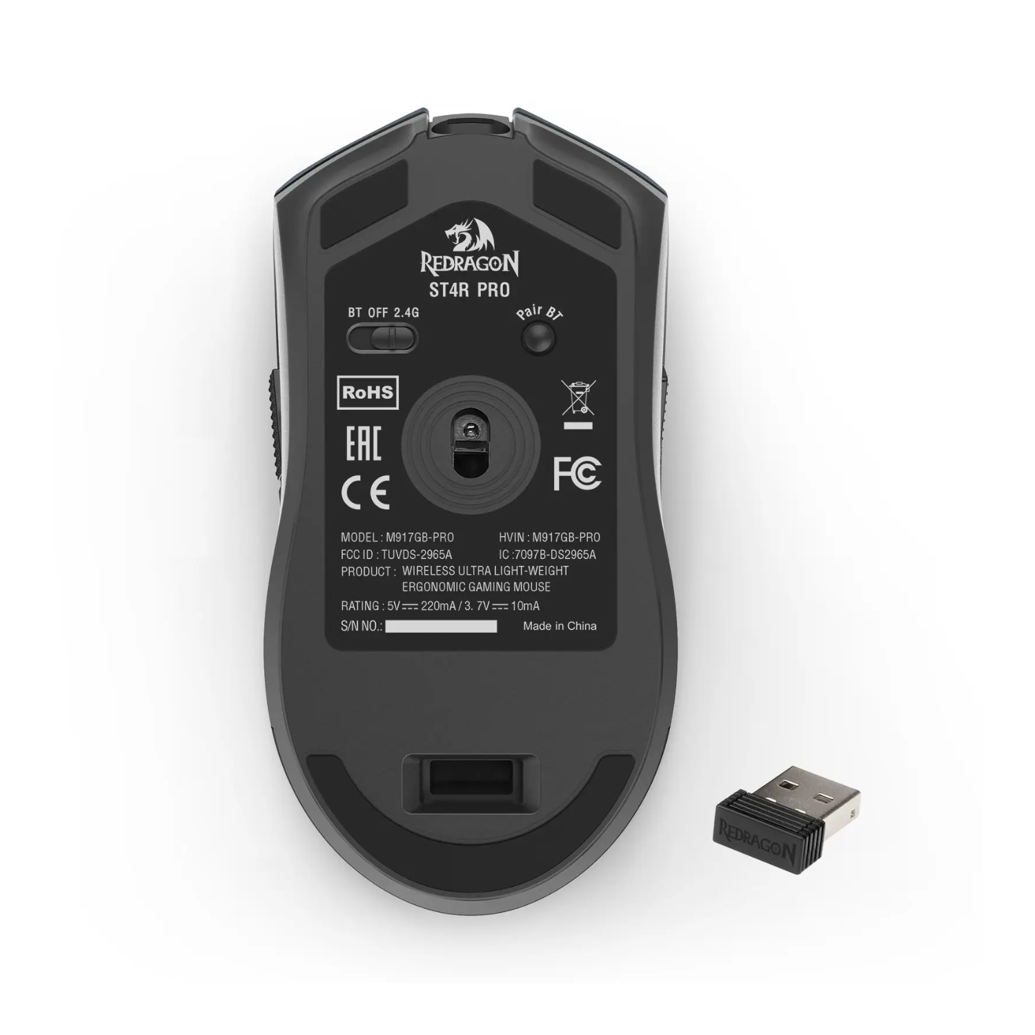 Mouse Gamer Redragon St4r Pro Inalámbrico Gris-1
