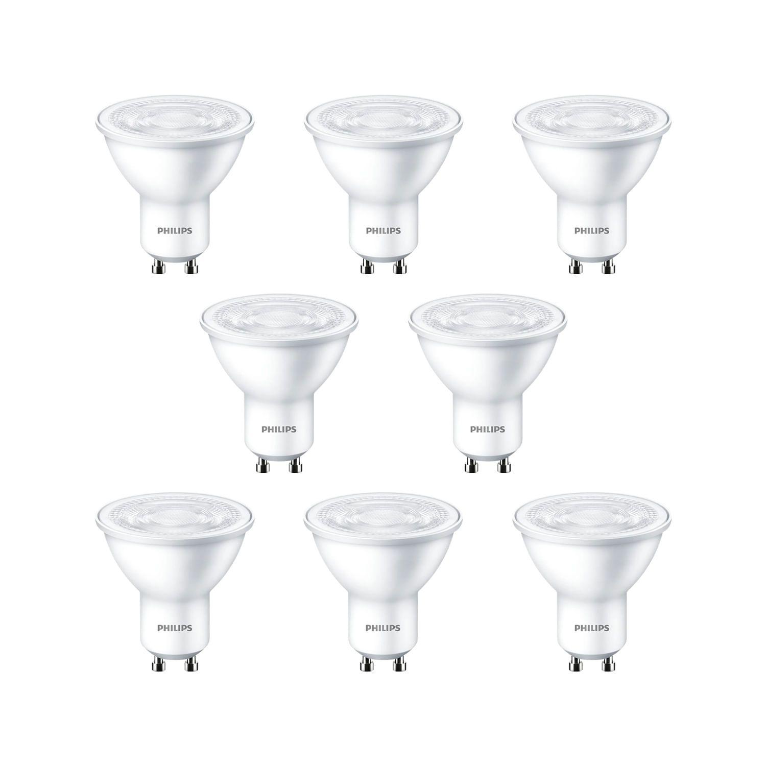 KIT 8 AMPOLLETAS GU10 PHILIPS 3.8W LUZ CÁLIDA B-0