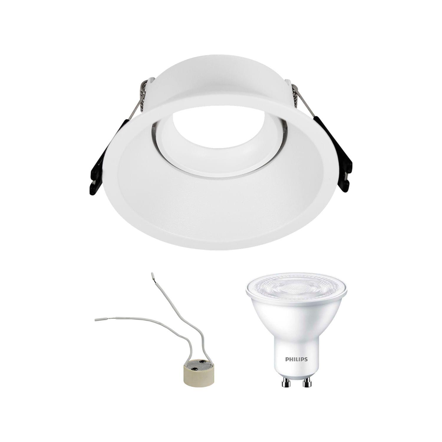 KIT PORTA GU10 LED STUDIO ARCO AJUSTABLE + GU10 L/CÁLIDA BCO-0