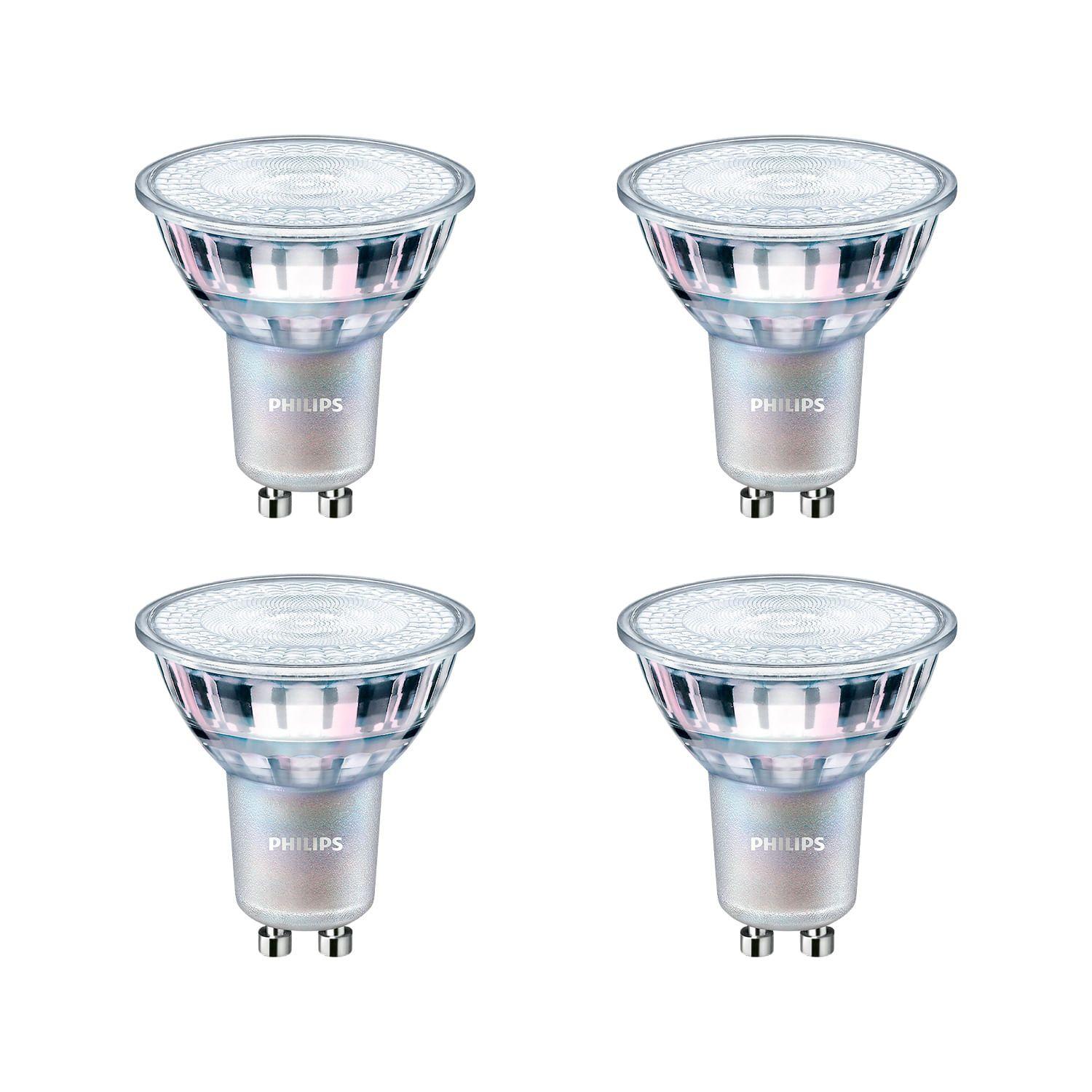 KIT 4 AMPOLLETAS GU10 PHILIPS 7W LUZ CÁLIDA GRIS-0