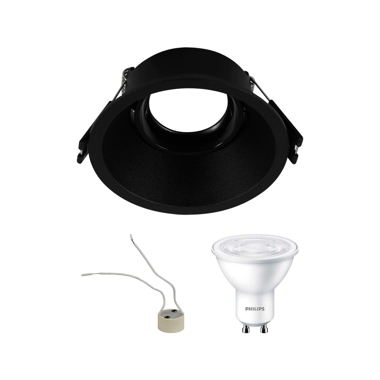 KIT PORTA GU10 LED STUDIO ARCO AJUSTABLE + GU10 L/CÁLIDA NGR-0