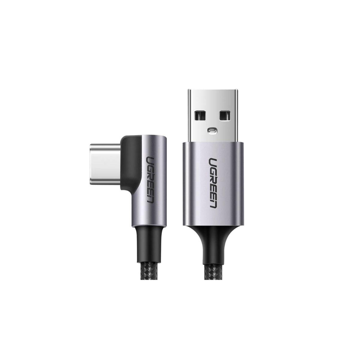 UGREEN Cable USB-C en ángulo a USB 2.0 A trenzado 1m Gris-3