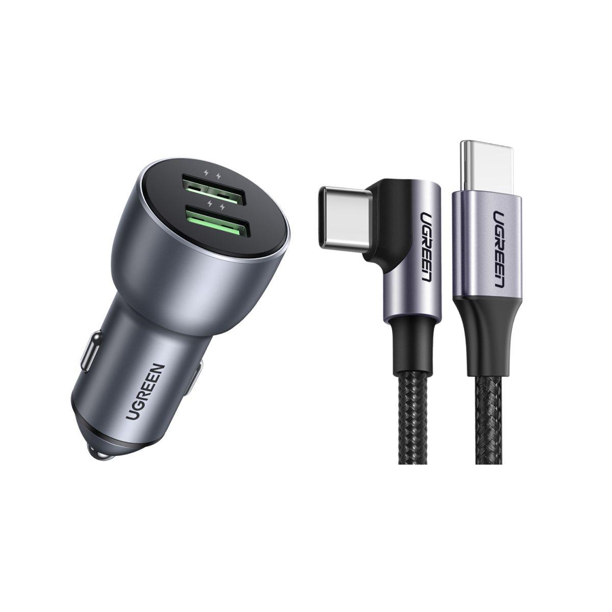 UGREEN Cargador de automóvil 52,5W + Cable USB-C 2.0 3A 1m-0