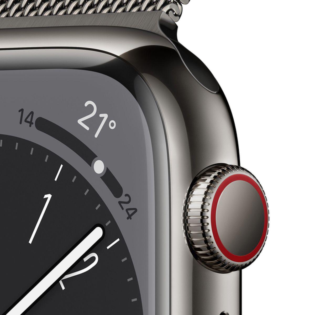 Apple Watch S8 GPS+Cellular, 45mm Acero inox case grafito Mi-2