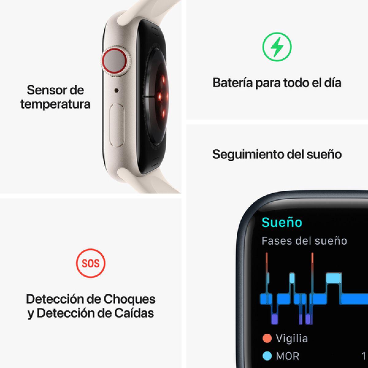 Apple Watch S8 GPS+Cellular, 45mm Acero inox case grafito Mi-3