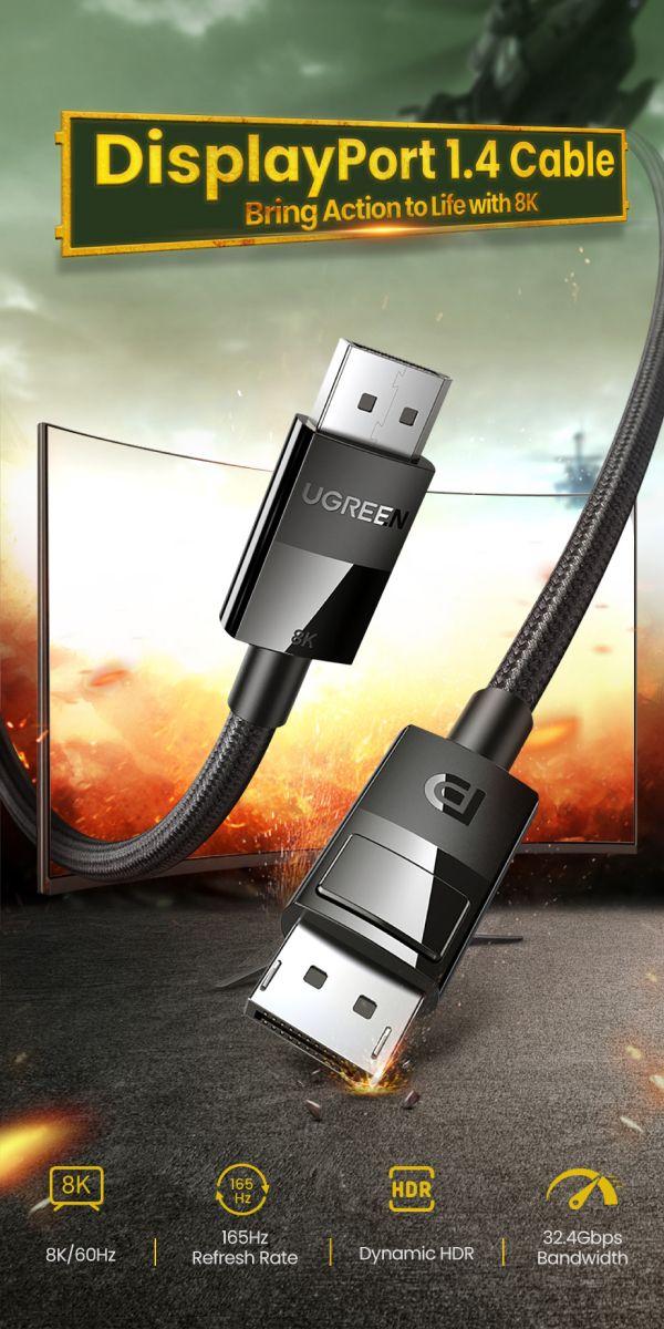 UGREEN Cable DP a DP 1.4 de 1.5m Negro-7