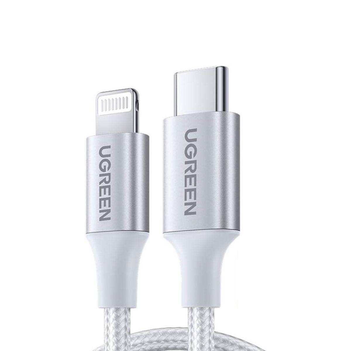 UGREEN Cable Lightning a USB-C PD trenzado 1m Blanco-0