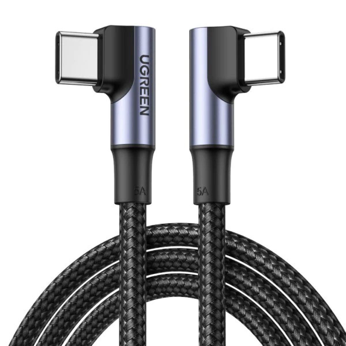 UGREEN Cable USB-C 2.0 a USB-C 2.0 en ángulo 5A trenzado 1m-0