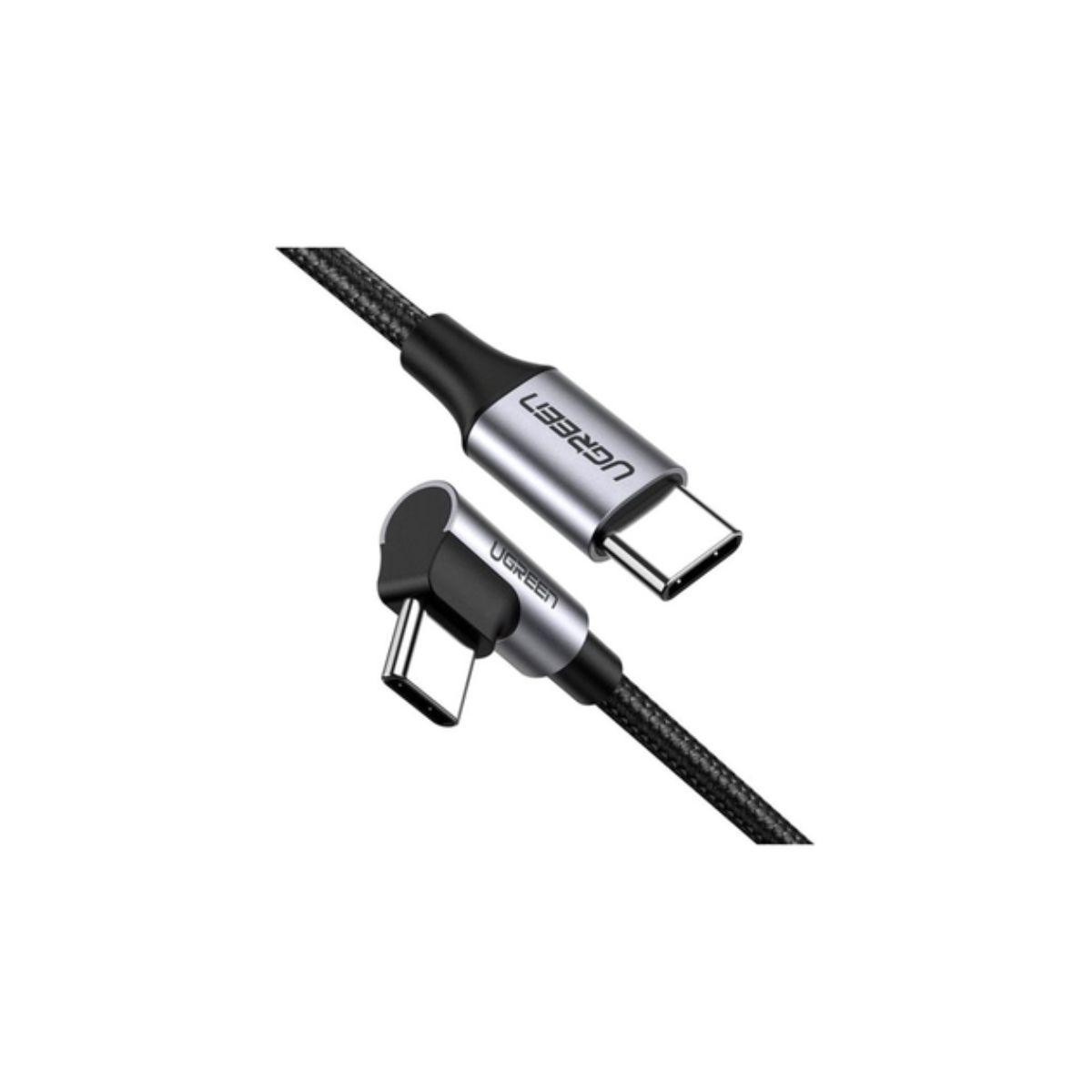 UGREEN Cable USB-C 2.0 a USB-C 2.0 en ángulo 3A trenzado 2m-3