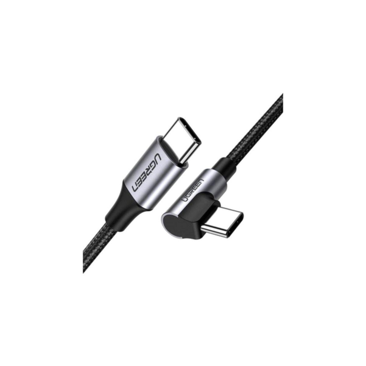 UGREEN Cable USB-C 2.0 a USB-C 2.0 en ángulo 3A trenzado 2m-6