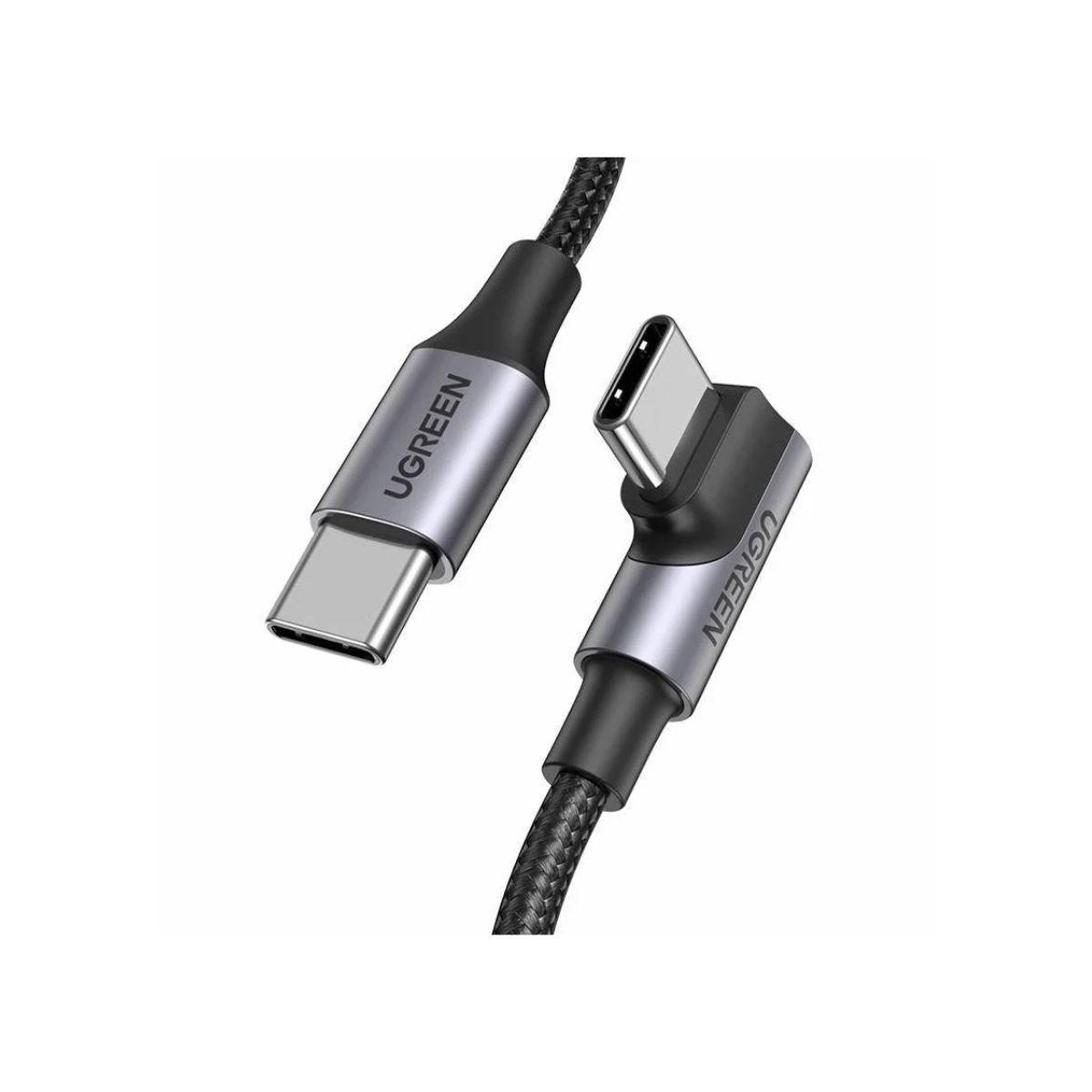 UGREEN Cable USB-C 2.0 a USB-C 2.0 en ángulo 3A trenzado 1m-2