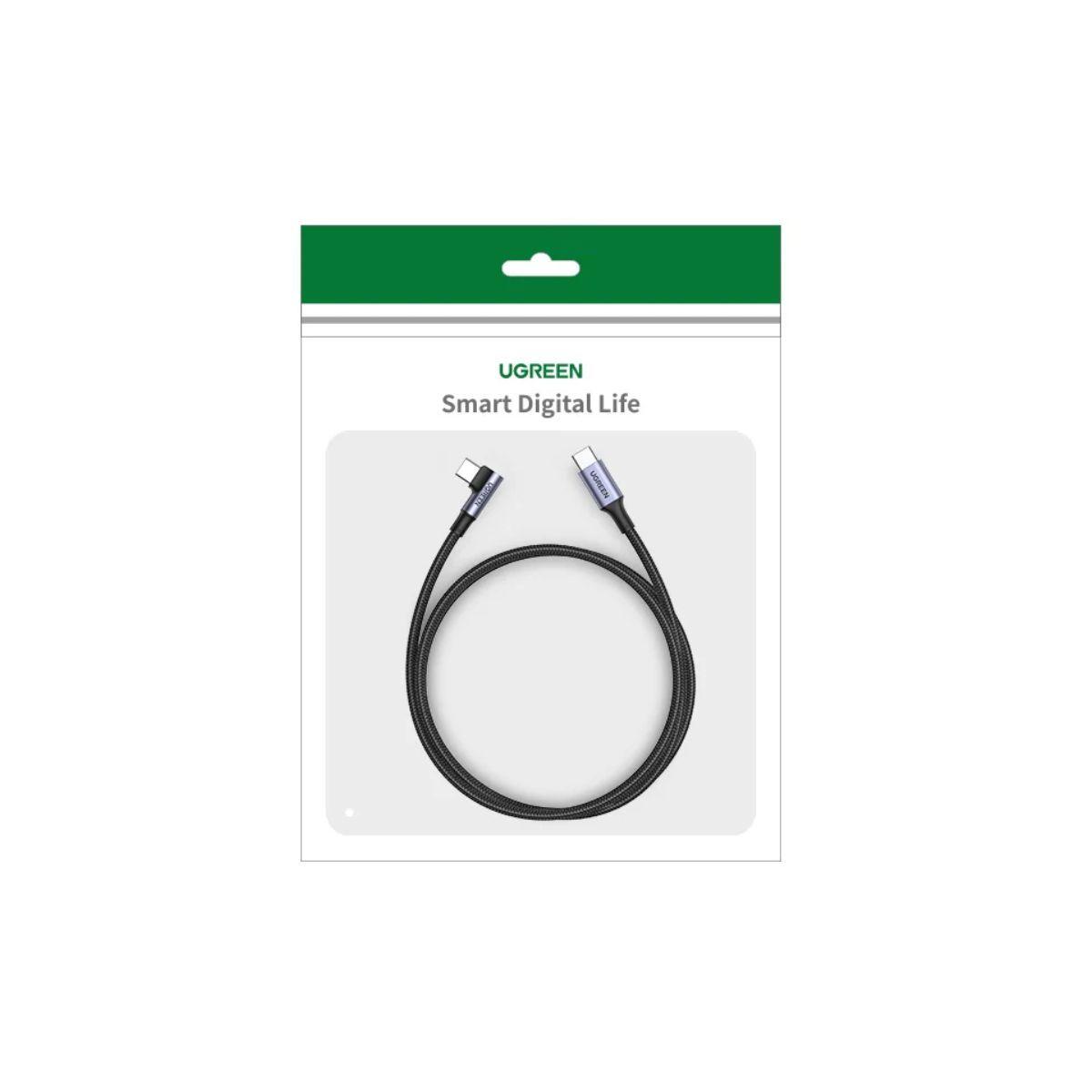 UGREEN Cable USB-C 2.0 a USB-C 2.0 en ángulo 3A trenzado 1m-3