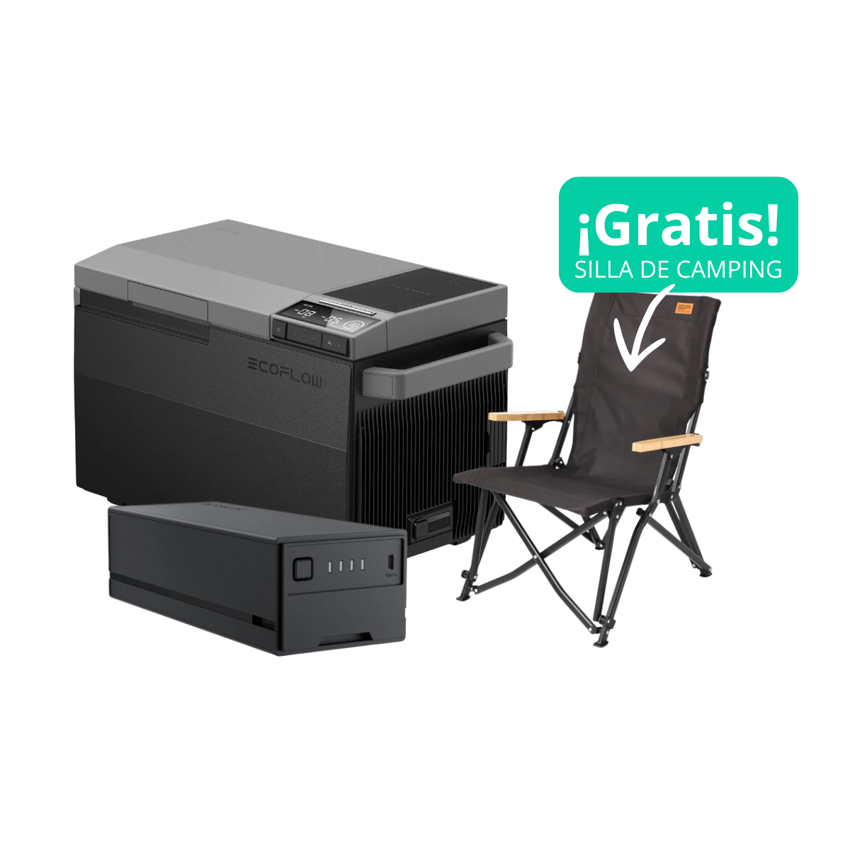 Cooler EcoFlow Glacier + Batería + Silla Camping-1
