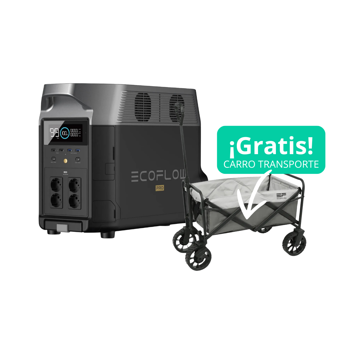 Generador EcoFlow Delta Pro + Carro Transporte-3