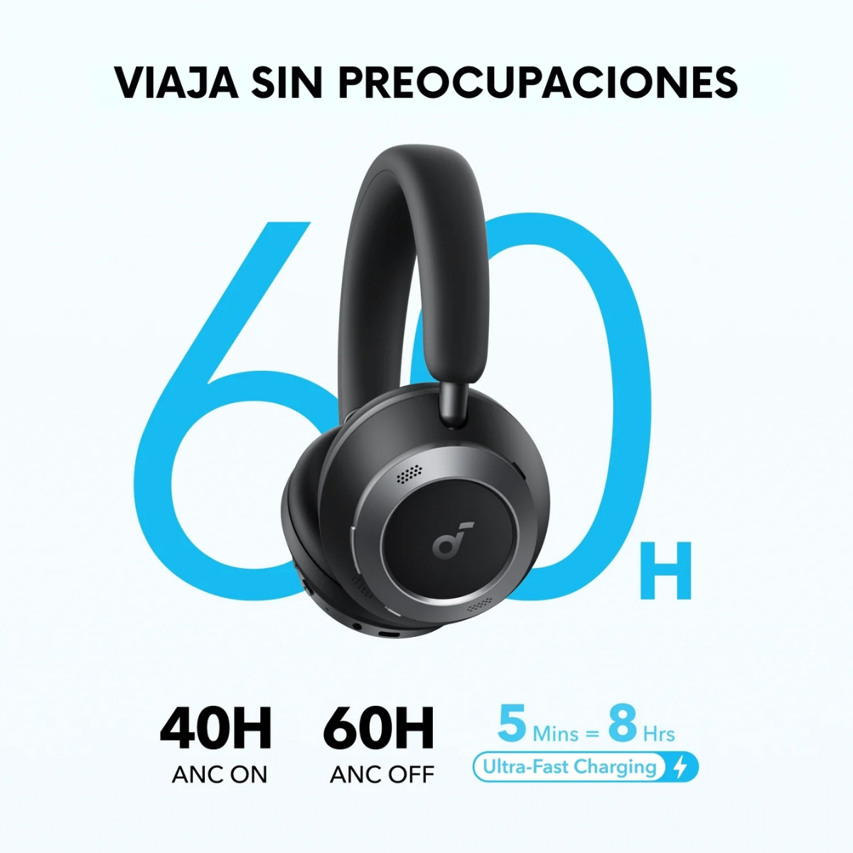 Audifono Over Ear Noise Cancelling Space Pro Soundcore negro-2